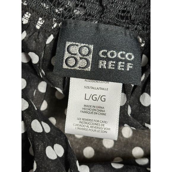 Coco Reef Swimsuit Coverup Dress Womens Size L Black White Polka Dot Sleeveless - Picture 3 of 7